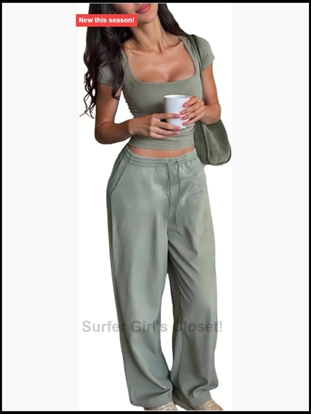 2 Piece Outfits Short Sleeve Crop Top and Drawstring Pants Tracksuits Matching